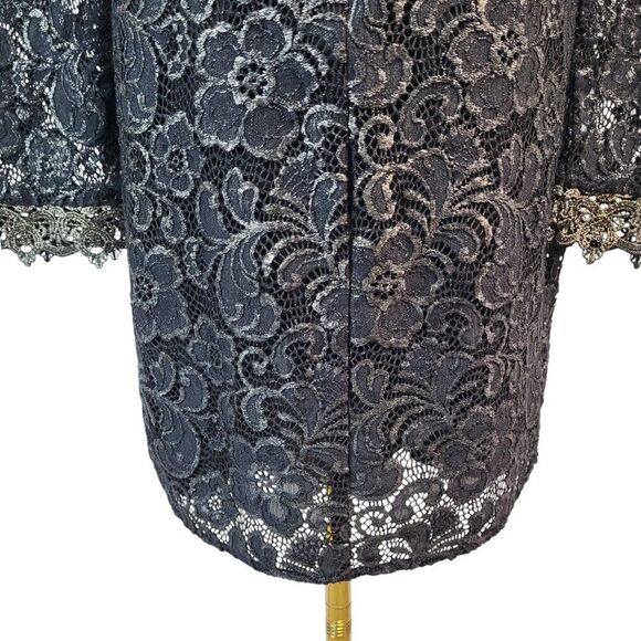 Rachel Zoe Size 6 RTR Designer Black Lace Dress Long Sleeve High Neck Hidden Zip - Picture 16 of 16